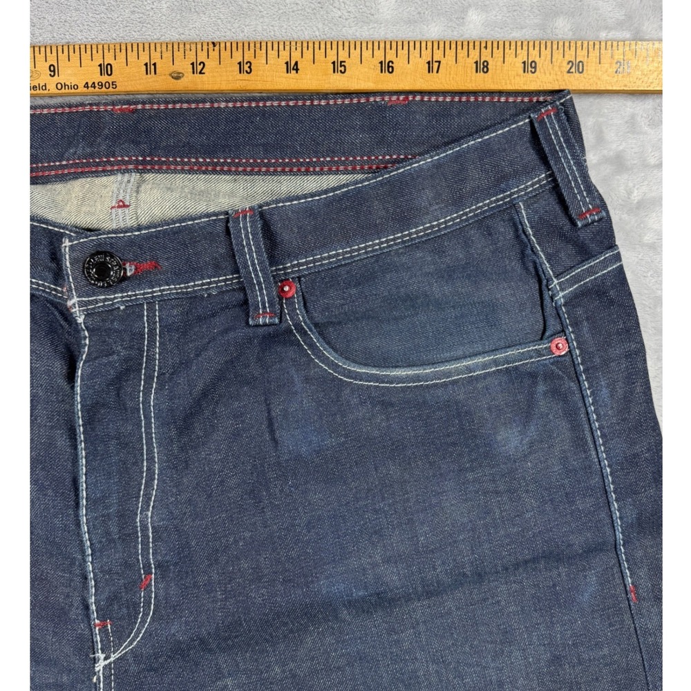 LEVI'S 569 Loose Straight Jeans Mens 38x32 Dark Wash Flap Pockets Y2K Style - Picture 10 of 13